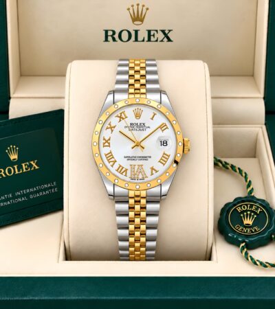 Rolex Datejust Collection Stainless Steel Silver Gold Diamond Studded Body