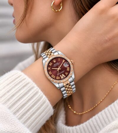 Rolex Women's Datejust 31 Burgundy Patent dial
