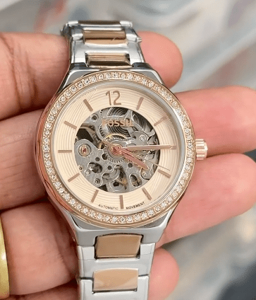 Fossil Women's silver rosegold Automatic First Copy Watch